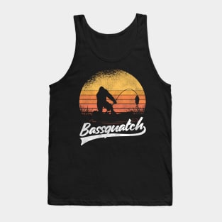 Funny Bigfoot Sasquatch Fishing Gift Vintage Retro Tank Top